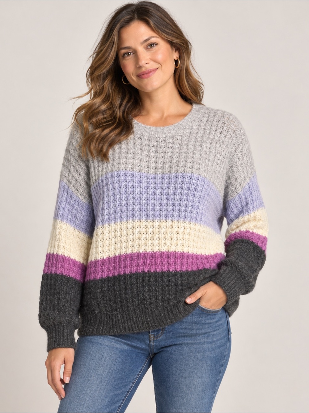 Universal Thread Women's Striped Crewneck Pullover Sweater medium